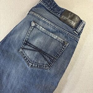 Express Blue Jeans Men Size 34x34 Blake Loose Fit Straight Leg 100%‎ Cotton Blue